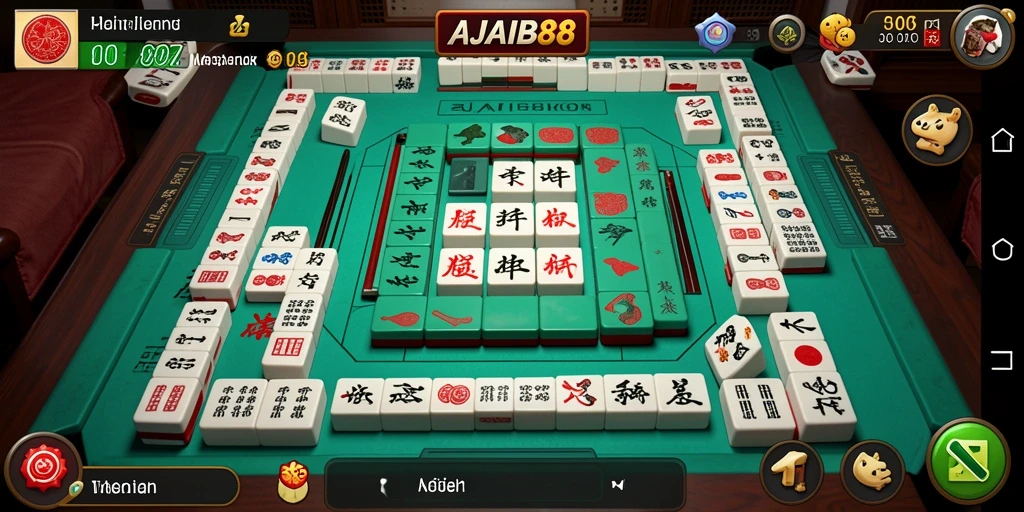 Screenshot AJAIB88 menampilkan gameplay seru dalam permainan Mahjong.
