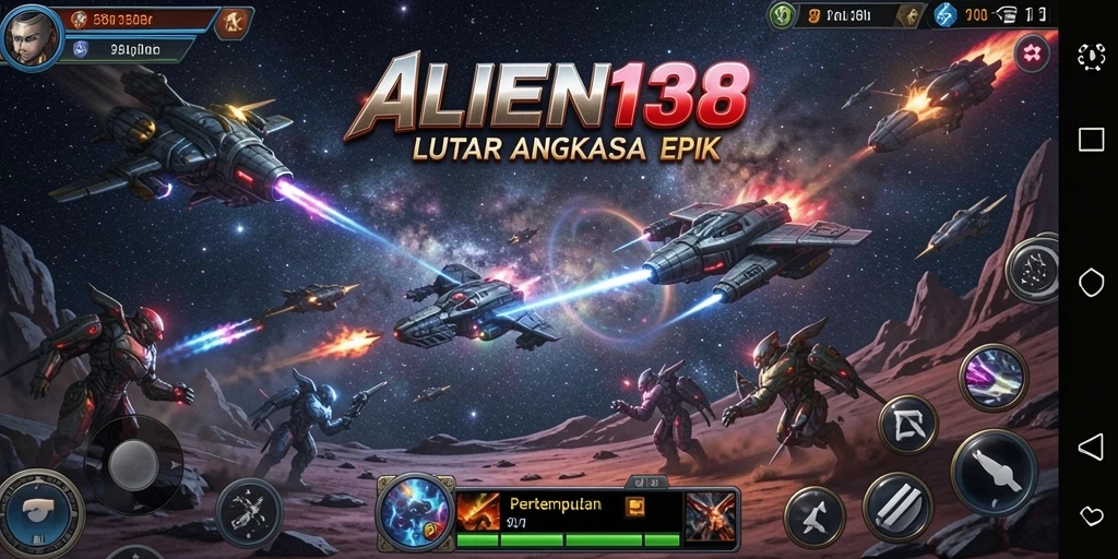 Screenshot gameplay yang menunjukkan aksi mendebarkan di luar angkasa.