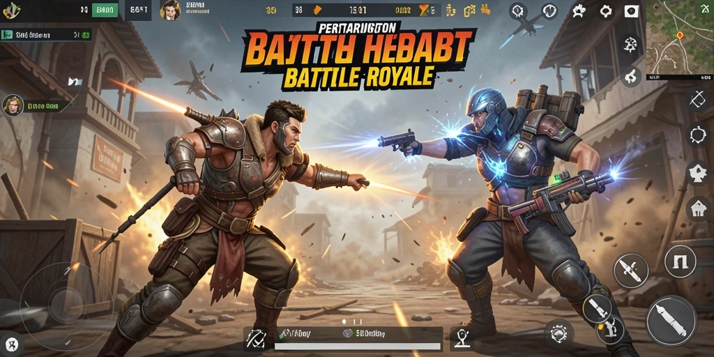 Tampilan aksi mendebarkan dalam game Battle Royale BARU01.