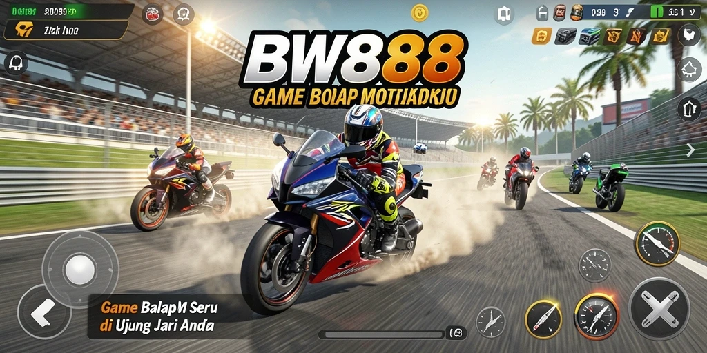 Gameplay balap motor yang mendebarkan dan seru.