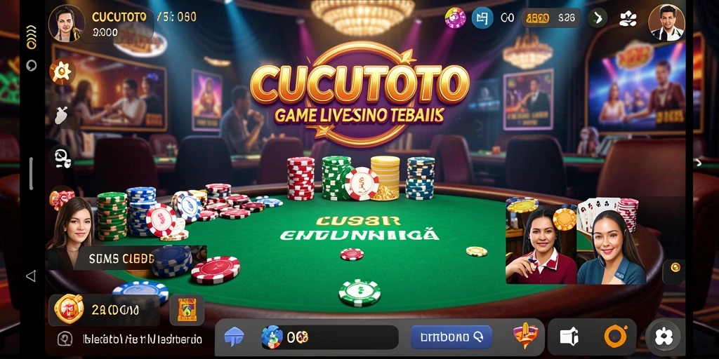 Tampilan gameplay CUCUTOTO yang menarik dengan dealer langsung dan suasana kasino.