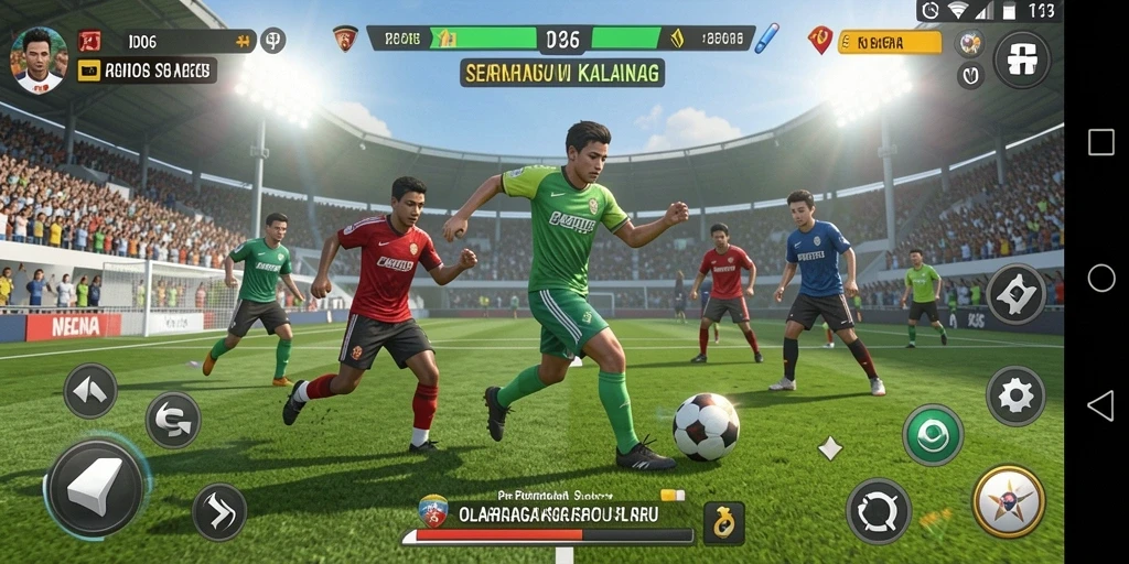 Gambar menangkap aksi intens permainan olahraga D06.