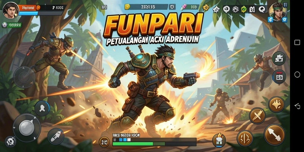 Tampilan aksi seru dalam gameplay FUNPARI yang menegangkan.