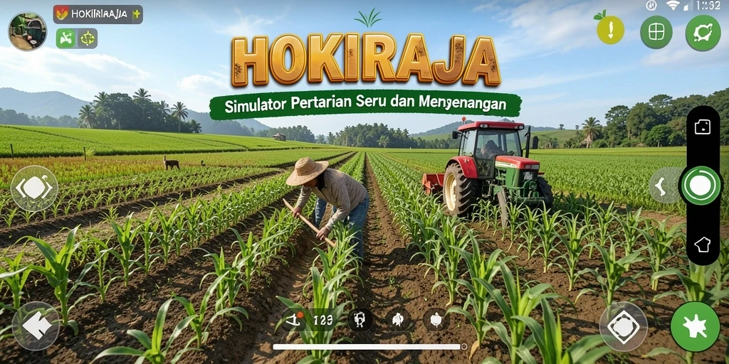 Gameplay seru HOKIRAJA dengan aktivitas bertani yang menarik.