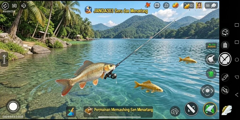 Tampilan gameplay <strong>JANDA303</strong> yang mengasyikkan dengan aksi memancing.
