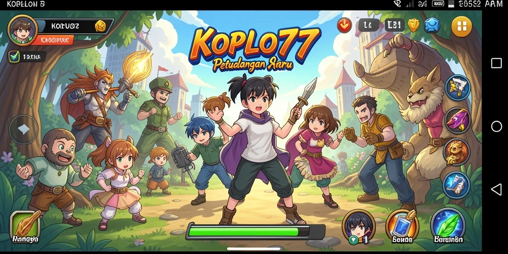 Tampilan gameplay KOPLO77 dengan karakter anime yang dinamis.
