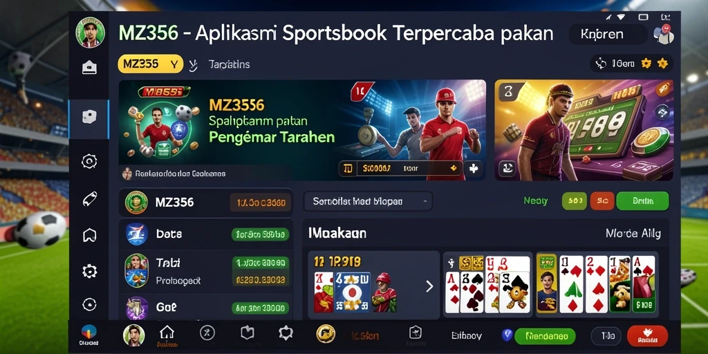 Tampilan utama MZ356 dengan berbagai pilihan taruhan olahraga.