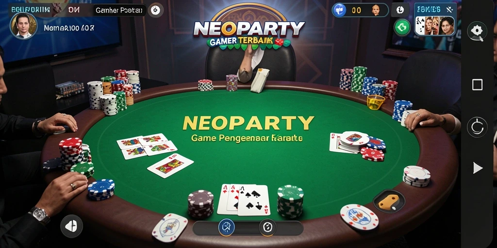 Screenshot gameplay NEOPARTY menampilkan aksi Poker yang seru.