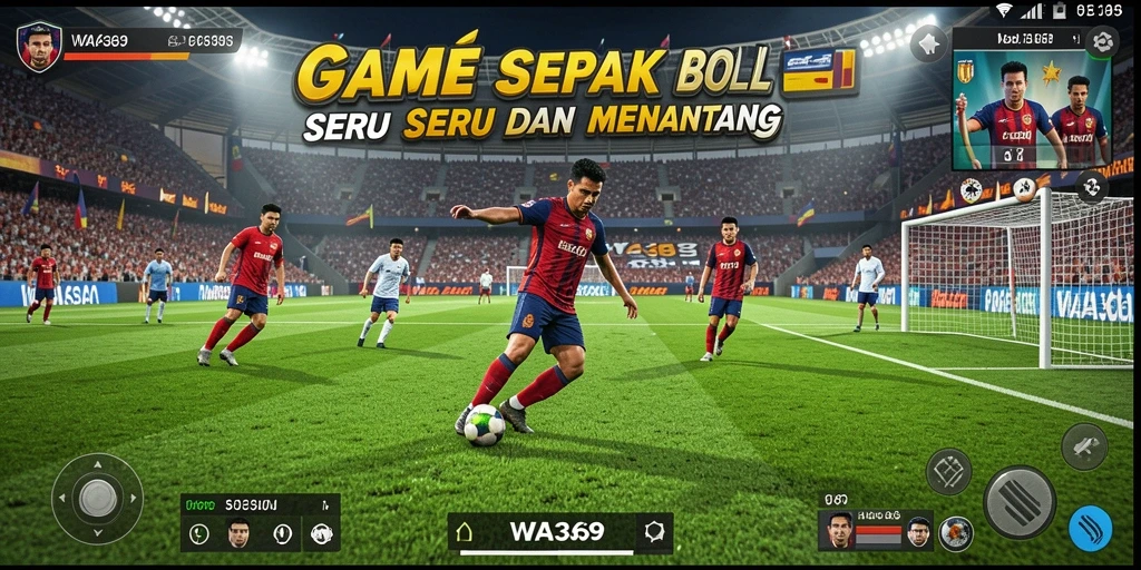 Tangkapan layar gameplay WA369 menunjukkan aksi sepak bola yang mendebarkan.